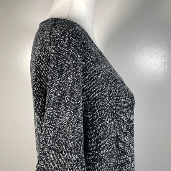 Express Black White Marled Deep V Neck Short Sleeve Pullover Sweater SP - Picture 11 of 13